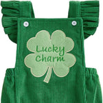 YINGISFITM My First St Patricks Day Baby Girl Outfit Newborn Overalls Lucky Charm Bubble Romper Irish Clover Infant Clothes