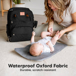 KeaBabies Diaper Bag Backpack - Large Baby Diaper Bag with Changing Pad, Baby Boy, Girl, Travel Backpack for Mom and Dad, Waterproof, Multi Function Durable (Trendy Black)