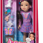 American Girl, AG Sisters Francie Doll, with Brown Eyes, Long Dark-Brown Hair with Purple Highlights, 14.5", Ages 4+