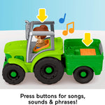 Fisher-Price Little People Toddler Toy Push & Play Tractor Push-Along Musical Farm Vehicle with 2 Figures for Pretend Play Kids Ages 1+ Years