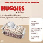 Huggies Calm Baby Wipes, Unscented, Hypoallergenic, 10 Push Button Packs (560 Wipes Total)