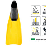 Cressi Clio Full Foot Pocket Fins, Yellow, 30/32