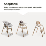 Bugaboo Giraffe Wooden Baby High Chair, Adjustable in 1 Second, Easy to Clean, Safe and Ergonomic Highchair, Suitable from Birth in Combination with Newborn Set (Sold Separately) (Neutral Wood/White)