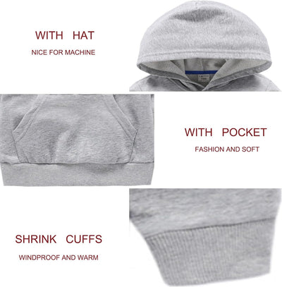 Baby Kids Boy Girl Solid Casual Pocket Hoodie Sweatershirt Long Sleeve Pullover Tops 1-6T