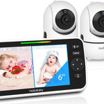 HelloBaby No WiFi Baby Monitor 5" Screen 30-Hour Battery Pan-Tilt-Zoom Video Upgrade with Camera and Audio, Night Vision, VOX, 2-Way Talk, 8 Lullabies and 1000ft Range