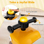 GLACER Ride On Push Car for Toddlers, Ages 18+ Months, Dinosaur Themed Foot to Floor Sliding Car with Music Steering, Horn & Under Seat Storage, Kids Ride On Toys for Boys and Girls (Yellow)