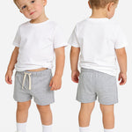 Feyoyi 4 Pack Baby Boy Shorts Cotton Pull On Baby Shorts Infant Boy Clothes Summer Casual Elastic Waist with Drawstring Black, Dark Gray, Ash Gray, Charcoal Gray Set A 12M