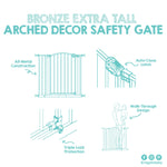 Regalo 36" Extra Tall Home Accent Arch Baby Gate for Doorways & Bottom of Stairs, Pressure Mount for Babies, Toddlers & Pets, Ages 6-24 Months, Tested & Safe, White