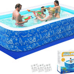 nflatable Swimming Pool for Kids and Adults- 118" x 68" x 22" Family Full-Sized Blow Up Pools for Kids-Thickened Durable Above Ground Swimming Pool Backyard Lawn, Summer Party Outdoor and Indoor