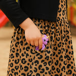 PATPAT Toddler to Big Kid Cotton Dress with Matching Cardigan – Ideal for Seasonal Wear, Black Leopard, 5-6 Years
