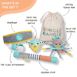 DINGLE DANGLE - Baby Gift Set - 3 in 1 Diaper Changing Helper Headband, Baby Mobile, & Sensory Rattle; Newborn Essentials Must Have - Great Baby Registry or Shower Gift - Featured on Shark Tank