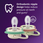 Philips Avent Ultra Air Pacifiers - Orthodontic Design, for Babies 6-18 Months, Soft Silicone Symmetrical Nipple, BPA-Free, 2 Sterilizing Cases, 4 Pack, SCF087/26