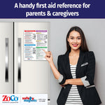 Safety Magnets by ZOCO – Infant and Child First Aid Magnet – CPR Choking Poison Control Burns Dental Emergency Chart – Laminated 8.5x11 Magnetic Quick Reference Card for Fridge