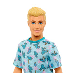 Barbie Fashionistas Ken Fashion Doll #211 with Blonde Hair Wearing Removable Blue Cactus Tee, White Shorts & Sneakers