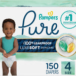 Pampers Pure Protection Baby Diapers, Size 5 (27+ lbs), 132 Count, Up to 100% Leakproof, Premium Plant-based Skin Protection, Hypoallergenic Soft Diapers
