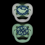 Dr. Brown's Advantage Glow-in-The-Dark Baby Pacifier, Fully Symmetrical Soother with Soft Silicone Bulb, Blue Ocean, 0-6m, BPA Free, 2 Pack