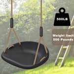 BeneLabel Heavy Duty Swing Seat with Adjustable Rope and Carabiners, Cushion Style Design Non-Slip Swing Seat, Playground Swing Set Accessories for Kids and Adults, Black