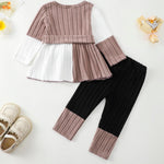 Kucnuzki 2T 3T Girl Clothes Long Sleeve Pink Shirts Knit Pants Black Leggings Little Girl 2 Piece Cute Outfit Toddler Fall Winter Clothes
