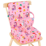 Toddler Booster Seat for Kitchen Chair, Non-Slip Bottom Dining Table Booster Seat with Backrest and Adjustable Straps, Portable Eating Travel Increasing Cushion