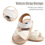 CoKate Baby Girls Sandals Ruffle Bowknot Premium Soft Sole Anti-Slip Open Toe Breathable Summer Outdoor First Walker Shoes Baby Sandals 0-3 months girls Bow White