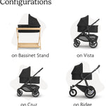 UPPAbaby Bassinet V3 - Compatible with Vista, Cruz, Ridge Strollers - Overnight Sleep Solution - Mattress, Sheet and Bug Shield Included - Jake (Charcoal/Carbon Frame)