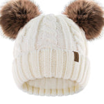 FURTALK Toddler Warm Winter Hat Kids Baby Knitted Soft Beanie with Double Faux Fur Pom Poms for Girls Boys