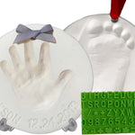 Baby Handprint Footprint Keepsake Ornament Kit (Makes 2) - Bonus Stencil for Personalized Christmas, Newborn, New Mom & Shower Gifts. 2 Easels! Non-Toxic Clay, Air-Dries Light & Soft, Won't Crack.