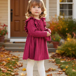 Kucnuzki 3T 4T Girl Clothes Toddler Girl Dress Long Sleeve Round Neck Solid Color Baby Clothes Fall Winter Toddler Outfit Hot Pink Casual Flare Dresses for Kid