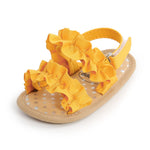 WaiHeikki Baby Girls Summer Sandals Cute Anti-Slip Soft Sole Ruffle Flat Shoes Toddler First Walker (Yellow, 0_months-6_months)