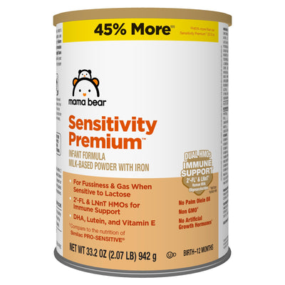 Mama Bear Sensitivity Premium infant formula canister on a white background