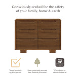 Babyletto Yuzu 6-Drawer Dresser with Over 10-Inch Drawer Extension in Natural Walnut, Greenguard Gold Certified