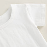 JLKGICF Unisex Baby Crew Neck T-Shirts Boy Girl Basic Short Sleeve Solid Color Cotton Tees Top Blouse Toddler Casual Shirts (Beige White,12-18 Months)