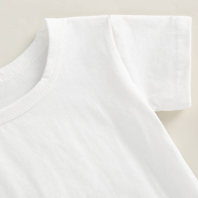 JLKGICF Unisex Baby Crew Neck T-Shirts Boy Girl Basic Short Sleeve Solid Color Cotton Tees Top Blouse Toddler Casual Shirts (Beige White,12-18 Months)