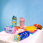 Ello Kids Pop & Fill 16oz Tritan Plastic Water Bottle with Quick Fill Technology, Leak Proof Locking Lid, Sip & Chug, BPA Free, Dishwasher Safe, For School, Lunchboxes, Construction