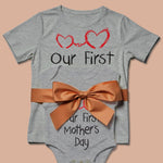 Tstars Our First Mothers Day Mommy and Me Matching Outfits Mom and Baby Shirts Set Mom Gray Medium/Baby Gray Newborn (0-3M)