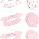 Hudson Baby baby-girls Cotton Headband and Scratch Mitten Set