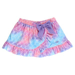 RuffleButts Girls Swim Bow Skirt Cover-Up - Shimmer Mermaid Tale, 2T/3T