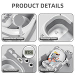 Collapsible Baby Bathtub for Newborn, Foldable Baby Bath Tub with Thermometer & Soft Floating Cushion & Drain Hole, Portable Travel Infant Bath Tubs for Newborns to Toddlers 0-36 Months Boys, Grey
