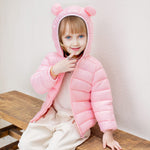 XMWEALTHY Baby Boys Girls Winter Coats Toddler Light Puffer Down Jacket Infant Kids Bear Hoods Padded Outwear Pink 2T
