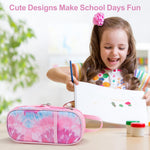 BrainyBees Pencil Case for Girls - Expandable Big Capacity Pencil Cases for Kids Special Pencil Pouch for Girls Large Storage Kids Pencil Bag for School (Pink Blue Tie Die)