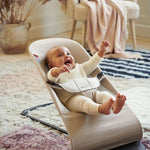 BabyBjörn Bouncer Balance Soft, Cotton/Jersey, Beige/Gray 2-in-1 Adjustable Baby Bouncer Seat and Toddler Chair, Newborn to Toddler (8-29 lbs), 4 Positions, Lightweight & Portable