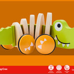 Hape Wooden Walk-A-Long Croc for Babies| Pull & Pull Walking Toy for Toddlers 12 Months and Up