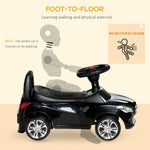 Aosom Kids Ride On Push Car, Foot-to-Floor Walking Sliding Toy Car for Toddler with Working Horn, Music, Headlights and Storage, Black