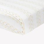 Little Unicorn Premium Crib Sheet | Breathable & Super-Soft Muslin Fabric (Gold Diamond-Stripe)