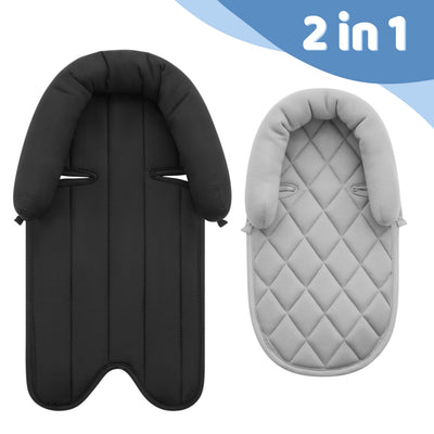 Pro Goleem Car Seat Head Support Infant, Soft Infant Car Seat Insert, 2 in 1 Carseat Head Support for Newborn, Perfect for Car Seat, Stroller, Swing, Bouncer, Gray and Black