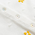 Baby Toddler Girls Thin Cardigan Sweater Spring Autumn Hand Embroidered Floral Coats for Kids 6-12 Months F-Off-White