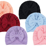QandSweat 0-24 Months Newborn Girls' Hats Cotton and Linen Cap Infant Big Bow Hat Baby Shower (Group-6 Pack)