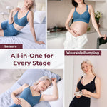 Momcozy CoolFit Nursing Bras for Breastfeeding, Fixed Padding Ultra Stretch Seamless Jelly Strip Maternity Bra, Wireless Nordic Blue