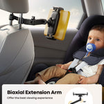Lamicall Car Headrest Tablet Holder - [3 in 1 Extension Arm] Adjustable Tablet Car Mount for Back Seat, Road Trip Essentials for Kids, for 4.7-11" Device Like iPad Pro, Air, Mini, Galaxy, Fire, Black