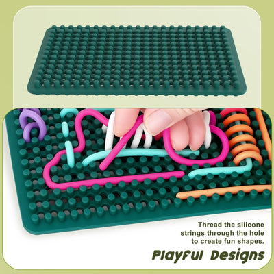 Sensory Fidget Toys for Kids Toddler, Sensory Activity Knitted Board for Stress Relief, Calming, Focus, ADHD and Autism, Silicone Travel Airplane Essentials Toys for Kids 3+ & Adults with 20 Strings